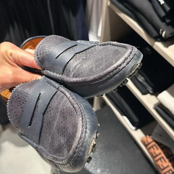Gucci Black Diamanté Leather Slip On Loafers